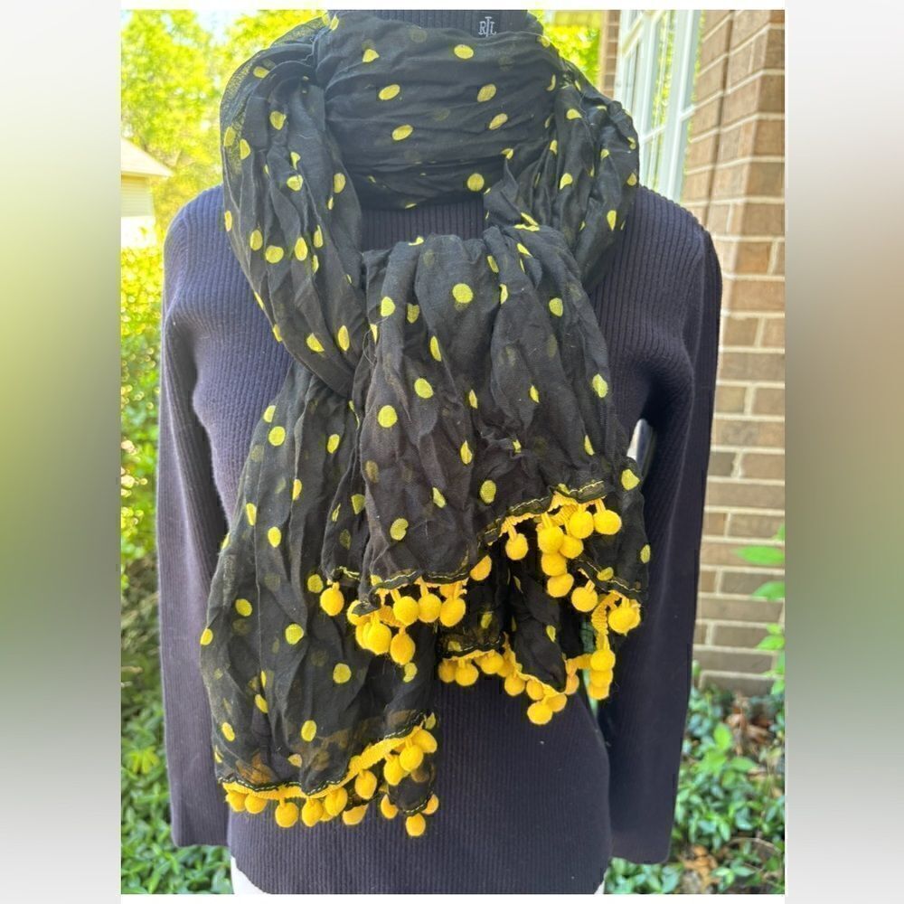 NWT Altar’d State Black and Yellow Polka Dot Scarf/Wrap